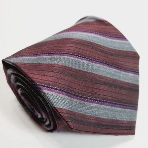 Apt. 9 Maroon & Gray Stripe Men's Designer Necktie Jacquard Fabric 57x3.25"